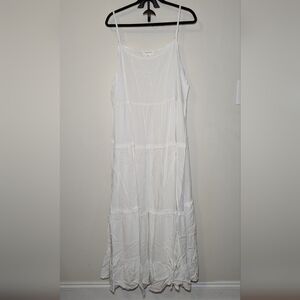 Chicsoul White Spaghetti Strap Tiered Maxi Dress Cottagecore Boho Women Size 3X